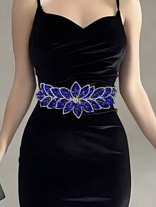 1 chiếc thắt lưng cô dâu sang trọng, thanh lịch, đính đá lấp lánh, phụ kiện thời trang cho váy cưới nữ. - Màu xanh lam - Xem 8