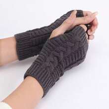Unisex Autumn/Winter Warm Fingerless Gloves, Minimalist & Fashionable Knitted Fingerless Gloves - A - View 6