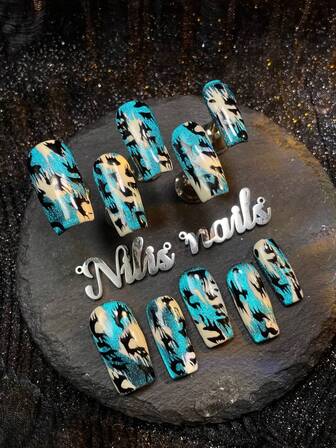 10 juegos de uñas postizas hechas a mano completamente cubiertas, estilo francés metálico, estilo artístico, adecuadas para que niños y niñas asistan a reuniones, fiestas temáticas y otras actividades, equipadas con 1 lima de uñas mini y 1 etiqueta adhesiva de doble cara.