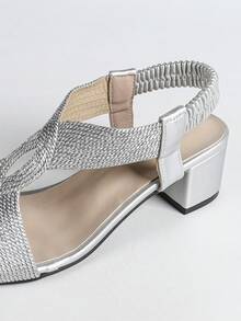 Summer Bestseller Rope Criss-Cross Strap High/Low Heel Silver Women Sandals - Silver - View 7