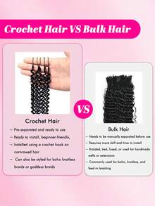 WOWANGEL 14-24 Inch Deep Wave Feathered Crochet Human Hair Extensions, Tight Curly, Pre-Separated, Knot-Free, With Braiding Loops, 40g/Piece, Women Crochet Human Hair Extensions - Natural Black - View 10