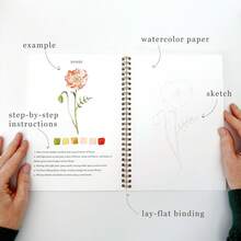 Flowers Watercolor Workbook, Watercolor Workbooks Coloring Book, Watercolor Paint Set, ,9 Flowers Pattern, Including 12 Colors Watercolor Paint With Brush, Art Crafts Painting Supplies, Anxiety Relief, DIY Painting Supplies For Home Decor, Art Supplies For Adults & Teens, Watercolor Palette Set Back To School - Hoa - Xem 2