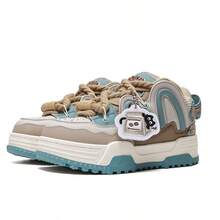 Q-AND  Women's Casual Sneakers, Outdoor Skateboard Shoes, Women's Thick-Soled Skateboard Shoes | Low-Top Shock Absorption, Thick Shoelaces With Waffle Soles | Breathable Casual Sneakers | Fashion Sneakers | Must-Have For Outdoor Street Travel - 咖啡棕 - 查看 5