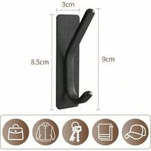 Perchero Pared 5 Piezas Negro Ganchos Adhesivos para pared con Soporte 5kg y Adhesivo Fuerte Resistente Organizador Soporta Ropa, Bolsos y Llaveros para Cocina, Bao y Dormitorio - Negro - Ver 2