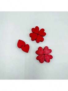 10个/50个/100个装木质红色心形装饰品，爱心，心形婚礼装饰，木制工艺品，情人节，新年派对餐桌装饰，颜色随机 - 彩色 - 查看 5