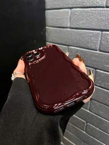 1 Stück TPU Creme & Burgund Herz stoßfeste Handyhülle kompatibel mit iPhone 11 12 13 14 15 16 16Pro 16Plus 16ProMax 17Air 17ProMax - Bordeaux - Übersicht 2