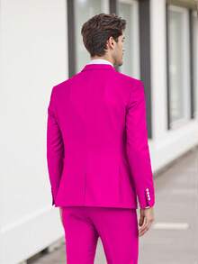 Men's Suits 3 Pieces Suit Set Dusty Pink For Men Elegant Solid Slim Fit Wedding Blazer Double Breasted Vest Pants Formal Suit For Business Party Prom Size XS-3XL Fall Winter Christmas Gift Clothes Suits For Men - Màu Hồng Tươi - Xem 2