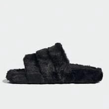 Adidas Women's Casual Plush Slippers, Minimalist Design, Autumn/Winter - Black - View 1