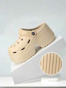 女士厚底凉鞋，2025新款夏季厚底洞洞鞋，防滑透气沙滩鞋，增高EVA拖鞋