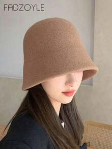 FADZOYLE 1pc Women's Multi-Color Thick Warm Windproof Wool Fisherman Hat, Korean Fashion Versatile Daily Wear, Skiing Ear Bucket Hat, Adjustable - Con lạc đà - Xem 6