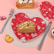 10pcs/20pcs/40pcs/50pcs Red Heart Theme Paper Plates - Hand-Painted Heart And "LOVE" Design | Disposable Party Plates, 7 Inch And 9 Inch, Suitable For Valentine's Day, Romantic Anniversary Dinner, Engagement - Multi-color D Style - View 5