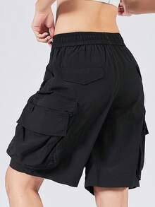 GRIM PANDA Women's Loose Multi-Pocket Cargo Shorts, Drawstring Quick-Dry Breathable Multifunctional Shorts, Summer Sports Outdoor Yoga Daily Casual Wear - Black - View 4