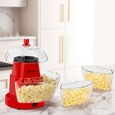 Oil-Free Popcorn Maker Up To 95% Popping Rate 3-Minute Quick Preparation Butterfly Design With 4 Built-In Small Bowls For Family Sharing Perfect For Family Gatherings And Party Snacks