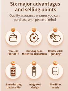 Mini Portable Coffee Maker With Built-In Grinder, 2-In-1 Pour Over Coffee Cup And Handheld American Coffee Pot, Suitable For Travel, Camping And Home Use, 1500mAh Battery Capacity - Black - View 3