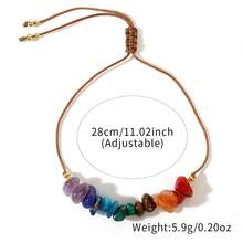 1pc Women's Braided Bracelet, Colorful Natural Stone Beaded Design, Rainbow Style, Recommended Gift, High-End Jewelry - Multicolor - View 2