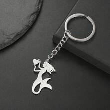 1pc Stainless Steel Mermaid Keychain, Unisex Key Ring, Bag Accessory, Suitable As Gift