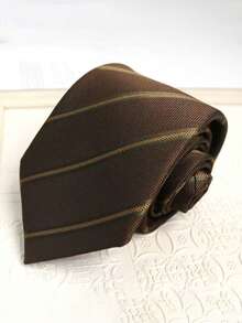 1条时尚休闲简约条纹图案领带，舒适百搭，适合日常、聚会、通勤和休闲场合穿着。 - 彩色 - 查看 10