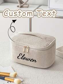 Personalized Women's Cosmetic Bag - Large Capacity Makeup Organizer With Mesh Pockets, Zipper Closure, Soft Fabric And Sturdy Handle, Convenient Travel Toiletry Bag, Personalized Gift