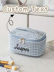 Personalized Women's Cosmetic Bag - Large Capacity Makeup Organizer With Mesh Pockets, Zipper Closure, Soft Fabric And Sturdy Handle, Convenient Travel Toiletry Bag, Personalized Gift