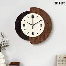 2D平面简约现代风格，撞色纹理圆形表盘挂钟，超静音石英机芯，无滴答声，适用于客厅、音乐室、卧室、厨房、咖啡厅装饰，是馈赠佳品和节日装饰的理想之选。 - 彩色 - 查看 10