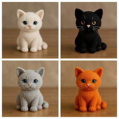 1 Set Kit de Ganchillo de Animales para Principiantes, Kit de Ganchillo para Adultos Principiantes con Tutoriales de Texto Paso a Paso, Manualidades de Gato DIY para Adultos, Regalos de Cumpleaños, Día de San Valentín, Halloween y Navidad, Adornos Decorativos para el Hogar Lindos y Divertidos de Granja