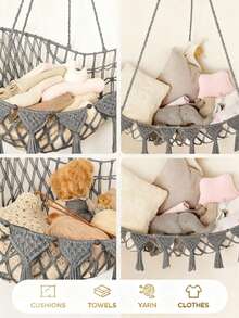 Boho Style Plush Doll Hammock Or Net With LED Lights (Batteries Not Included), Extra Large Plush Doll Storage Rack, Suitable For Small Or Large Plush Toys