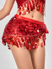 Sparkling Sequined Tassel Hip Bandana - Stylish Accessory For Parties, Nightclubs, Dance Performances (Multiple Colors Available)