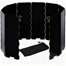 1个户外露营炉灶挡风罩，可折叠燃气炉挡风罩，便携式防风罩，适用于篝火、野餐、烹饪，黑色 - 彩色 - 查看 7