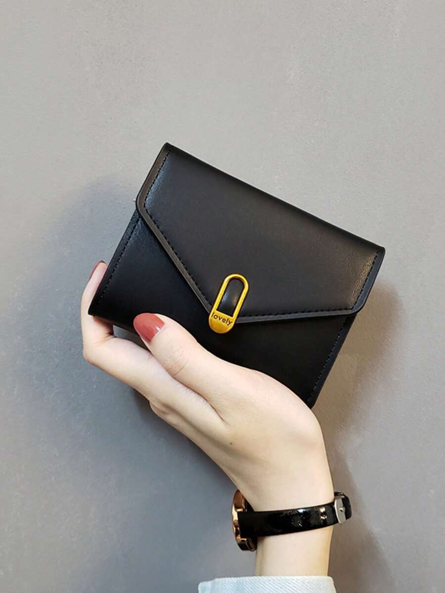 New Women Short Wallet Fashion Coin Purse Card Holder Snap Closure Foldable Solid Color Leather Wallet For Women Wallet Mini Wallet Purse Wallet Small Wallet Cute Wallet Money Wallet Travel Essential Badge Holder Id Card Holder Id Holder