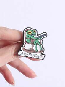1pc GET OFF MY PROPERTY Enamel Needle Cartoon Frog Brooch Collar Badge Jewelry Gift For Friends - Multicolor - View 4