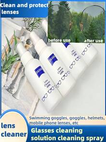 60毫升眼镜清洁液，镜片清洁喷雾，手机电脑屏幕清洁剂，便携式多用途清洁瓶，附赠眼镜及时尚眼镜清洁刷 - 彩色 - 查看 3