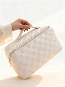 1个PU皮革防水化妆包，多功能化妆刷收纳包，防水化妆品收纳袋，适用于口红、香水、化妆品，旅行必备，送给母亲、妻子、朋友的绝佳礼物，波西米亚风格 - 彩色 - 查看 8