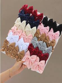 Bộ 20 kẹp tóc nơ satin đính ngọc trai, sự kết hợp thanh lịch giữa ngọc trai và satin mềm mại, nhiều màu sắc để lựa chọn, phù hợp cho cả bé gái và phụ nữ, đa năng cho các dịp thường ngày, hẹn hò, dự tiệc, phụ kiện tóc cho nữ, kẹp tóc, mùa hè, kỳ nghỉ, du lịch, lễ hội, sinh nhật. - Nhiều màu - Xem 3