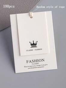 10/20/50/100 Pieces Of Universal Clothing Hang Tags - With Rope, "New Fashion"/"Crown" (1/2 Pieces) Thickened/High-End/White Background/Men's And Women's Clothing Hang Tags, White/Thick Cardboard/Clothing Hang Tags, Solid Color/Personalized/Simple Hang Tags - Multicolor - View 20
