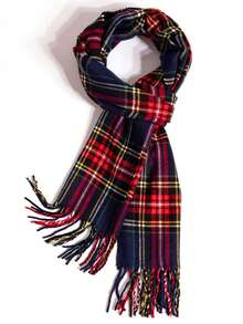 1pc Classic Couple Striped Plaid Knit Scarf, Autumn/Winter Versatile Tassel Shawl, Atmospheric Warm Neck Warmer, Suitable For Seasonal Transition And Daily Wear - Multicolor - View 6