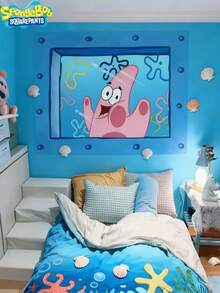 SpongeBob SquarePants 1件海绵宝宝和派大星背景布，生日挂布，卧室宿舍床头墙面装饰，卡通动漫，最佳节日派对氛围装饰，送给朋友的完美派对装饰礼物，家居装饰，理想的房间装饰，新年礼物 - 彩色 - 查看 10