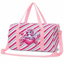 女孩美人鱼独角兽图案旅行包，过夜包，周末旅行包，女孩睡衣包，健身舞蹈包，礼物 - 均碼 - 查看 10