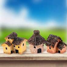 1/6pcs Mini House Resin Figurines - Ideal For DIY Fairy Garden, Succulent Planting And Glass Container Planter Decor! - Apricot - View 8