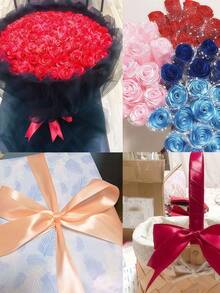 4cm Width 22m Roll Satin Ribbon, Multicolor Satin Ribbon For Rose Bow, Cake, Christmas Decoration, Lace Satin Ribbon, Suitable For Holiday Decoration, Handcraft, Gift Wrapping, Sewing, Cake Decoration And Festival Embellishment - Multicolor - View 3