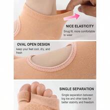 1/2 Pairs Toeless Pilates Socks Women With Non - Slip Grips Yoga Barre Dance Socks Barefoot Workouts - 1 cặp màu đen - Xem 3