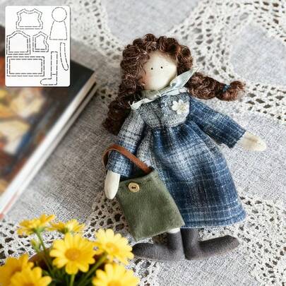 1 ชิ้น แม่แบบปะติดปะต่อลายฉลุ DIY ทำด้วยมือ, แม่แบบตุ๊กตาแขวนลายเด็กผู้หญิงสวมเสื้อโค้ท, รูปแบบเสื้อผ้าตุ๊กตาเด็กผู้หญิงวินเทจ DIY, แม่แบบเย็บผ้า PET