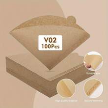 50/100张 V02（2号）锥形咖啡滤纸，天然/漂白纤维，加厚抗撕裂，适用于手冲咖啡机，容量1-4杯，适用于咖啡和茶，居家/办公/旅行/咖啡馆必备，跨境咖啡用品 - 彩色 - 查看 10