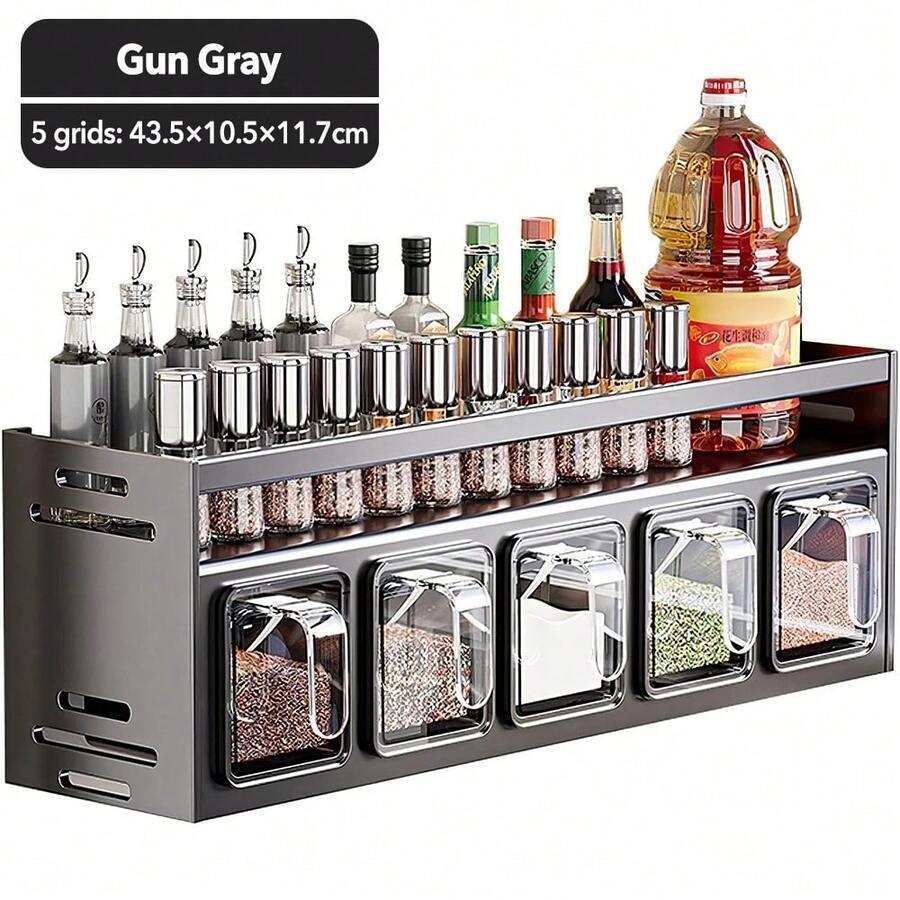 Kitchen Seasoning Storage Box Wall-Mounted Countertop Spice Rack Storage Holder - Default - View 1