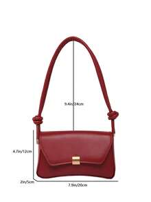 Fashionable Solid Color Baguette Bag, Minimalist Women Underarm Shoulder Bag - Burgundy - View 2