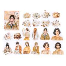 40pcs/Pack Vintage Floral & Girl Cartoon Winter Outfit Landscape Collage PET Sticker Pack, Cute Girl, Floral, Scrapbooking, Diary Decor, Waterproof Stickers, Stationery Supplies Scrapbook Supplies Funny Stickers Laptop Stickers Kindle Phone Stickers - Multicolor - View 13