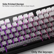 Juego de 133 teclas PBT - Perfil OEM, impresión lateral retroiluminada, compatible con teclados mecánicos MX (uso para juegos y oficina, solo teclas) - líneas de contorno - Ver 4