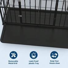 CuisinSmart Heavy Duty Dog Crate W/Wheels,Indestructible And Escape Proof Stainless Steel Kennel Indoor For Large Dogs,Dog Crate Stackable With Removable Tray For High Anxiety Dogs - màu đen - Xem 3