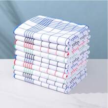 1/2/4/6/8/12条装超柔软厨房毛巾，超强吸水，格子条纹设计，红/蓝/黑三色可选，居家及餐饮业理想之选