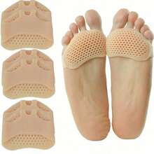 1/3 Pairs Of Soft Gel Ball Foot Pads, For Both Women And Men, Toe Pads, Reusable Breathable Sleeve Pain Relief Forefoot Pads (Beige, White, One Size Fits All) Silicone Foot Pads, Pain Relief And Comfort - Metatarsal Support Pads
