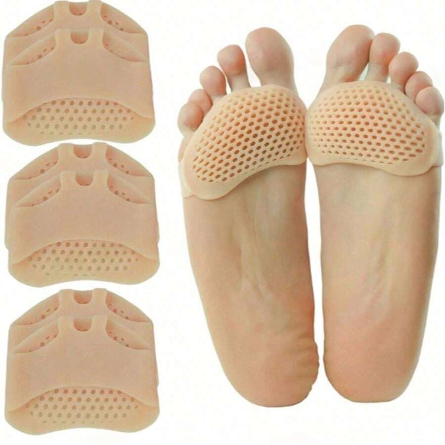 1/3 Pairs Of Soft Gel Ball Foot Pads, For Both Women And Men, Toe Pads, Reusable Breathable Sleeve Pain Relief Forefoot Pads (Beige, White, One Size Fits All) Silicone Foot Pads, Pain Relief And Comfort - Metatarsal Support Pads